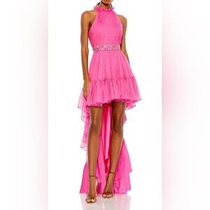 Women's Halter Neck High Low Flowy Gown
